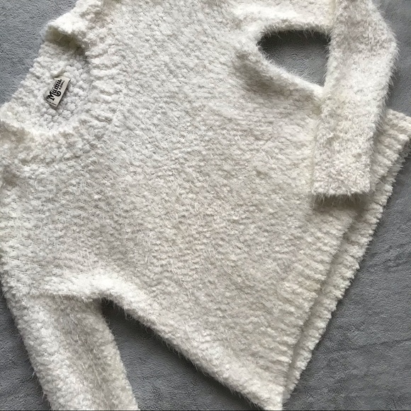Show Me Your MuMu Sweaters - Show Me Your Mumu Cropped Varsity Sweater Cozy Nubby Knubby Knit Cream XS